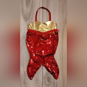 Build a bear red & gold reverse sequin mermaid dress, NWOT
